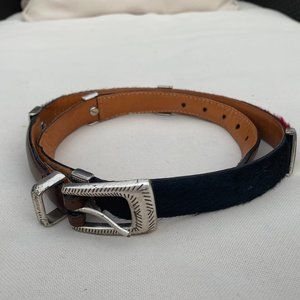 Brighton Multi Color Cow Calf Hair Leather Belt 30